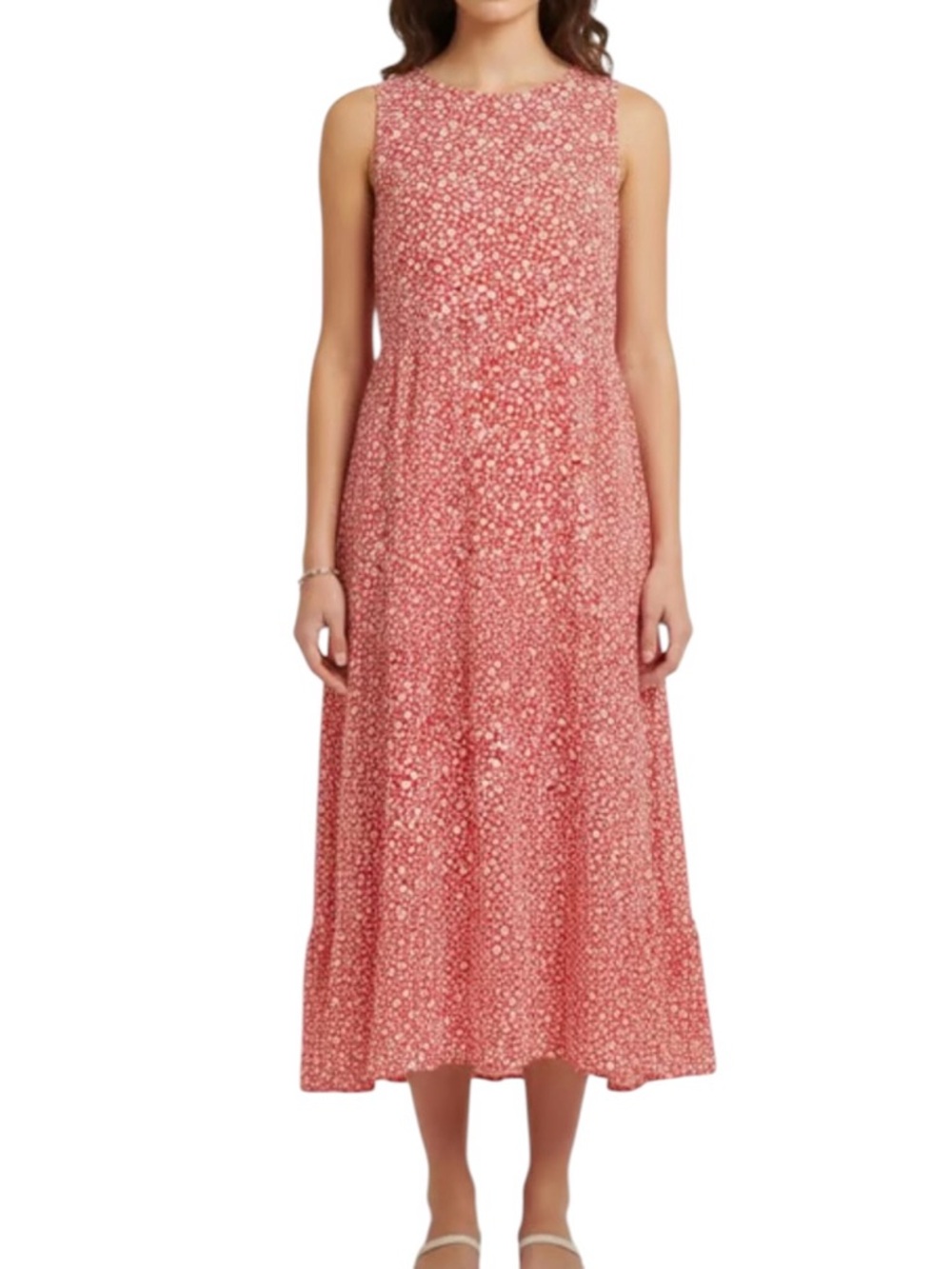 Sezane Josie Daisy Floral Sleeveless Tie-Back Midi Dress, Size FR 36=US 4